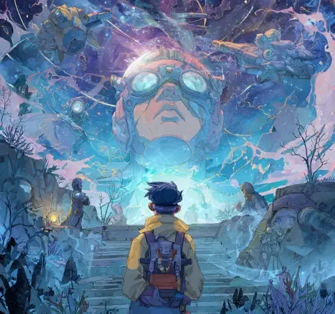 科幻题材漫画封面示例：太空站与星球